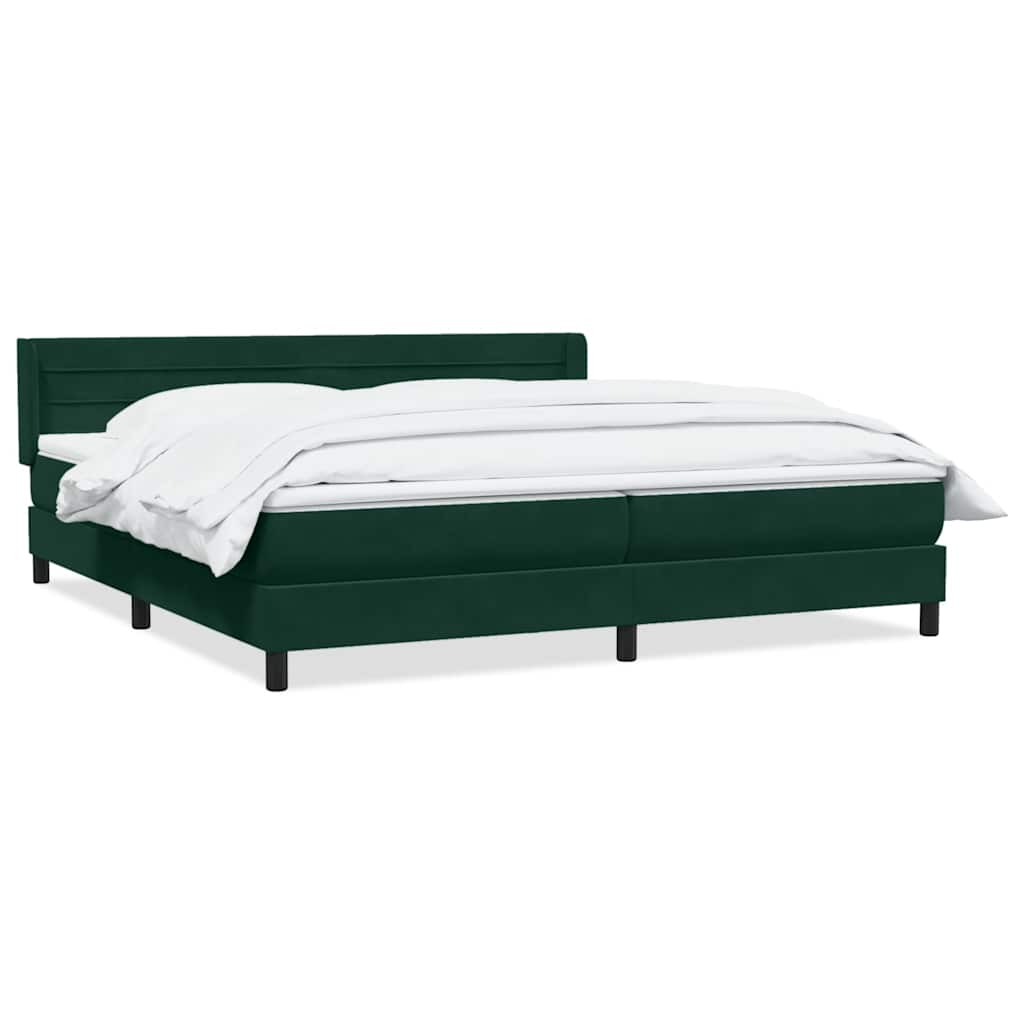 Κρεβάτι Boxspring με Στρώμα Σκούρο Πράσινο 180x210εκ. Βελούδινο