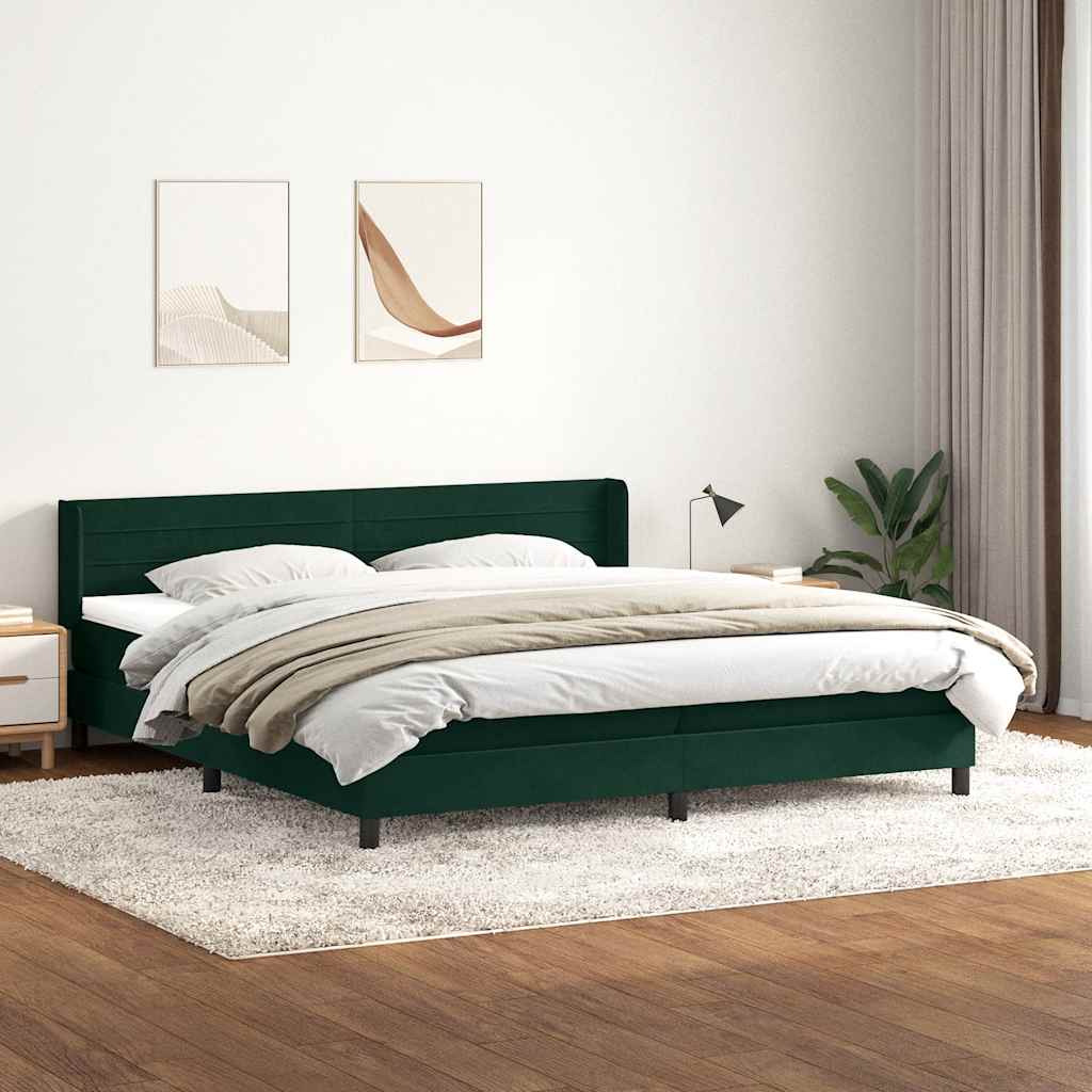 Κρεβάτι Boxspring με Στρώμα Σκούρο Πράσινο 180x210εκ. Βελούδινο