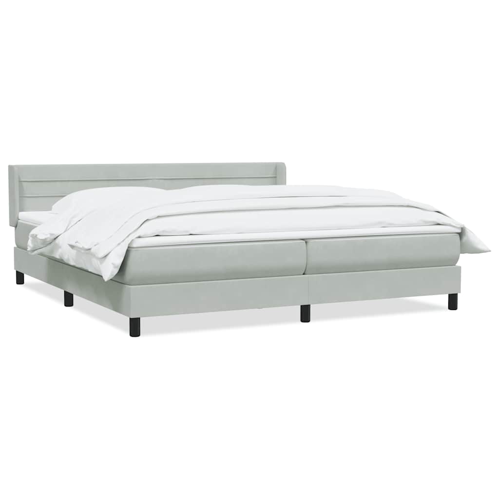 Box Spring κρεβάτι με στρώμα ανοιχτό γκρι 200x210 cm Βελούδινο - Pakobazaar