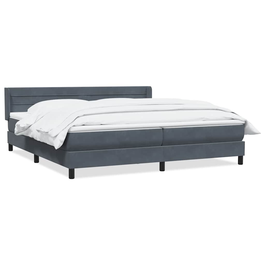 Κρεβάτι Boxspring με Στρώμα Σκούρο Γκρι 200x210 εκ. Βελούδινο - Pakobazaar