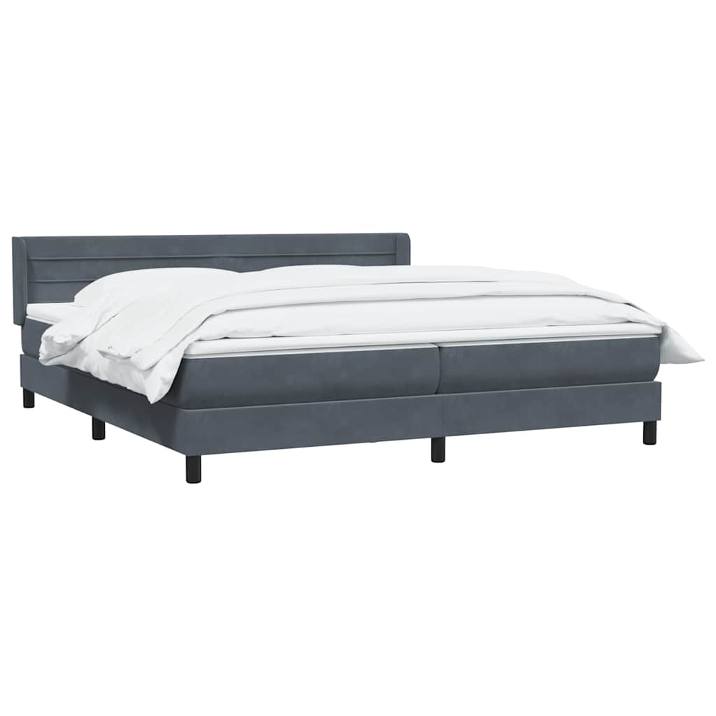 Κρεβάτι Boxspring με Στρώμα Σκούρο Γκρι 200x210 εκ. Βελούδινο - Pakobazaar