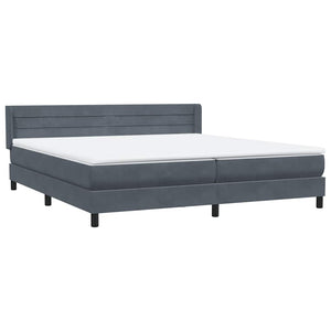 Κρεβάτι Boxspring με Στρώμα Σκούρο Γκρι 200x210 εκ. Βελούδινο - Pakobazaar