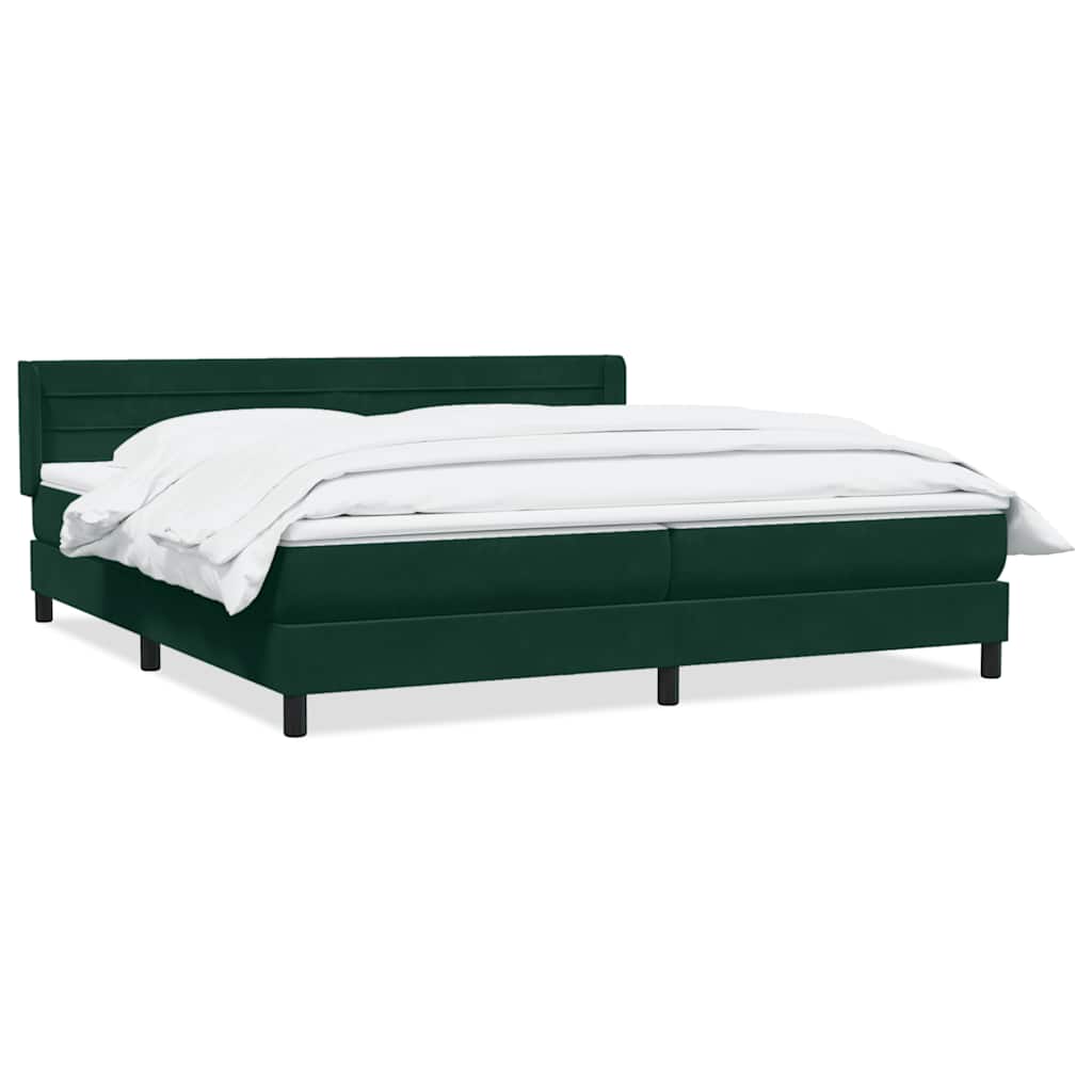 Κρεβάτι Boxspring με Στρώμα Σκούρο Πράσινο 200x210εκ. Βελούδινο