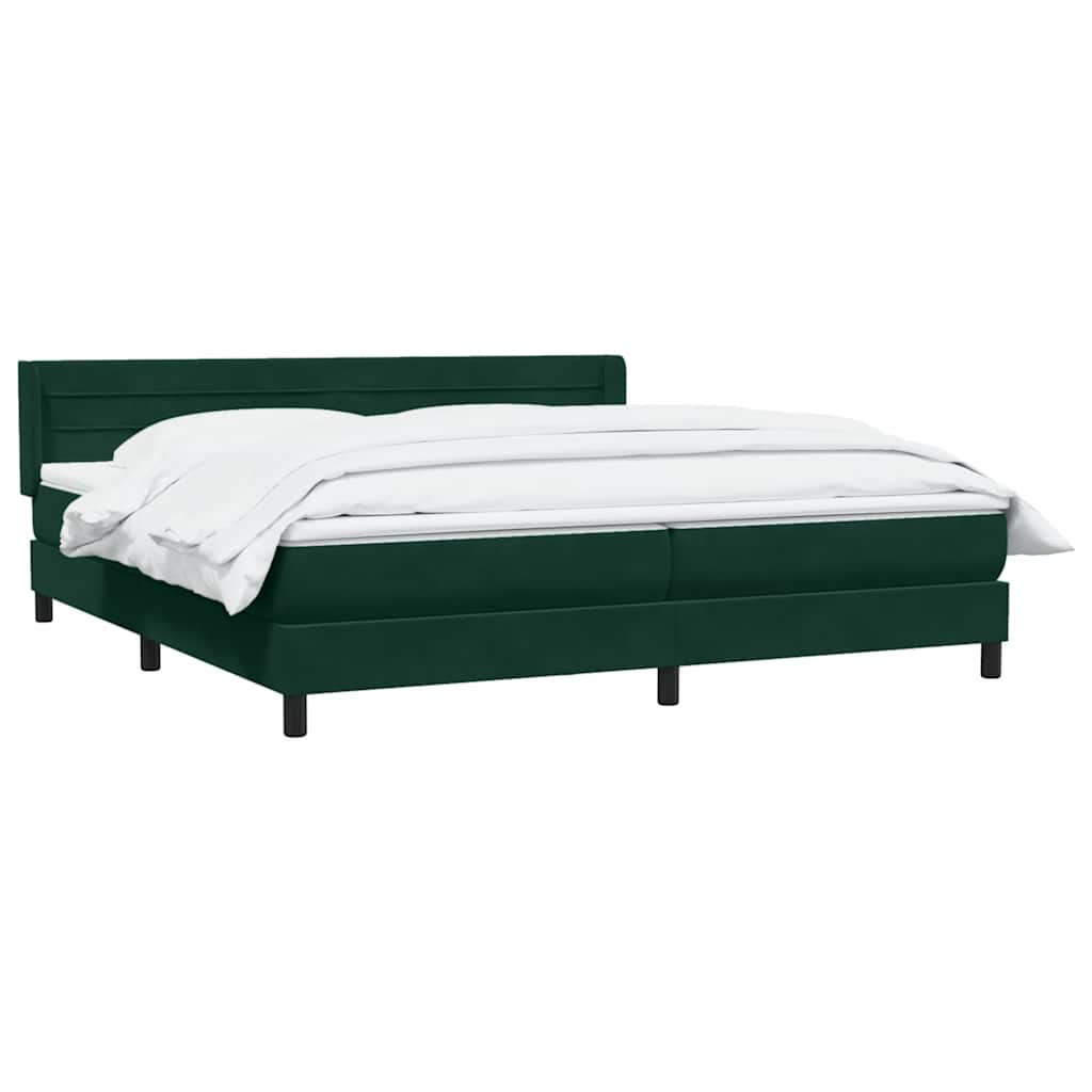 Κρεβάτι Boxspring με Στρώμα Σκούρο Πράσινο 200x210εκ. Βελούδινο