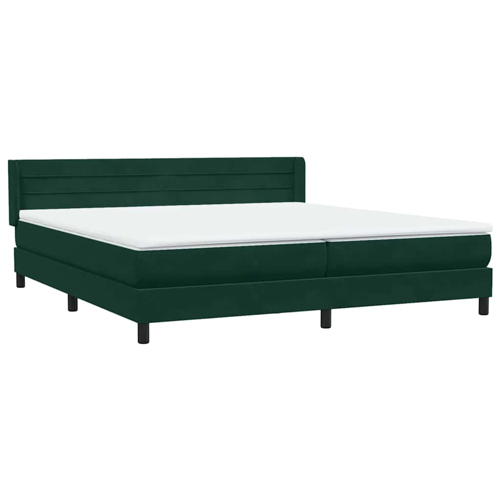 Κρεβάτι Boxspring με Στρώμα Σκούρο Πράσινο 200x210εκ. Βελούδινο