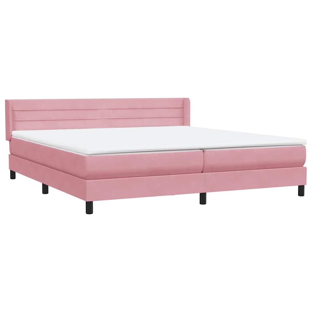 Κρεβάτι Boxspring με Στρώμα Ροζ 200x210 εκ. Βελούδινο