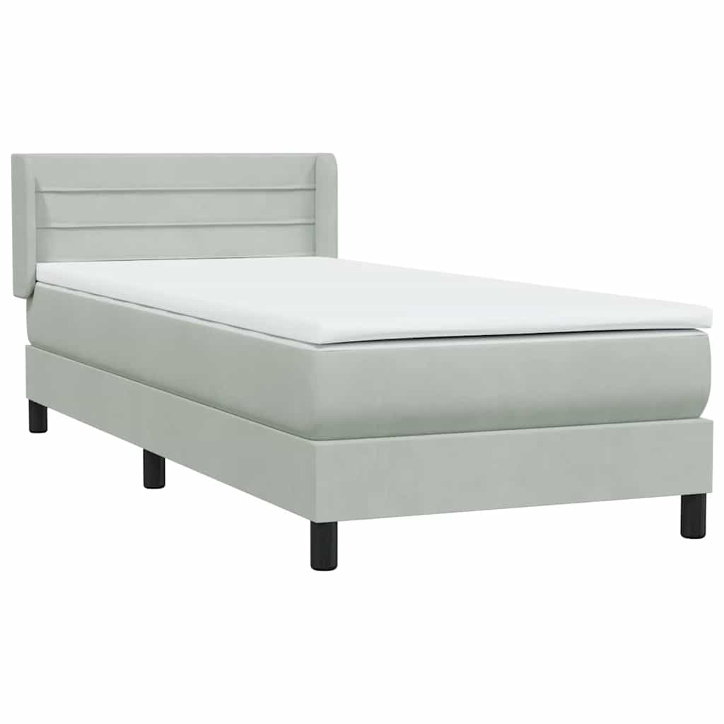 Box Spring κρεβάτι με στρώμα ανοιχτό γκρι 80x220 cm Βελούδινο