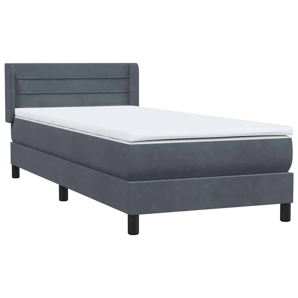 Κρεβάτι Boxspring με Στρώμα Σκούρο Γκρι 80x220 εκ. Βελούδινο