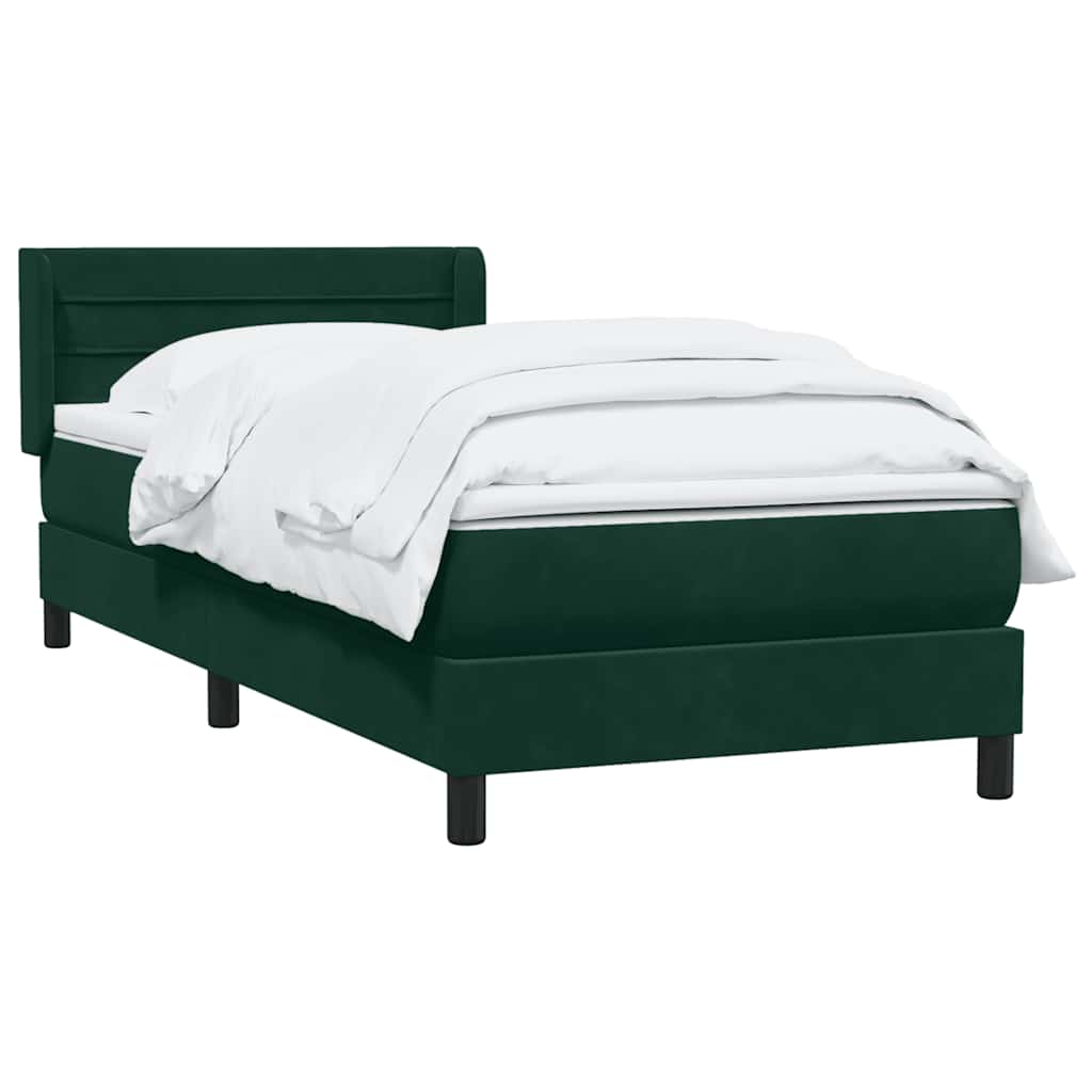 Box Spring κρεβάτι με στρώμα σκούρο πράσινο 80x220εκ. Βελούδινο - Pakobazaar