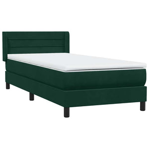 Box Spring κρεβάτι με στρώμα σκούρο πράσινο 80x220εκ. Βελούδινο - Pakobazaar