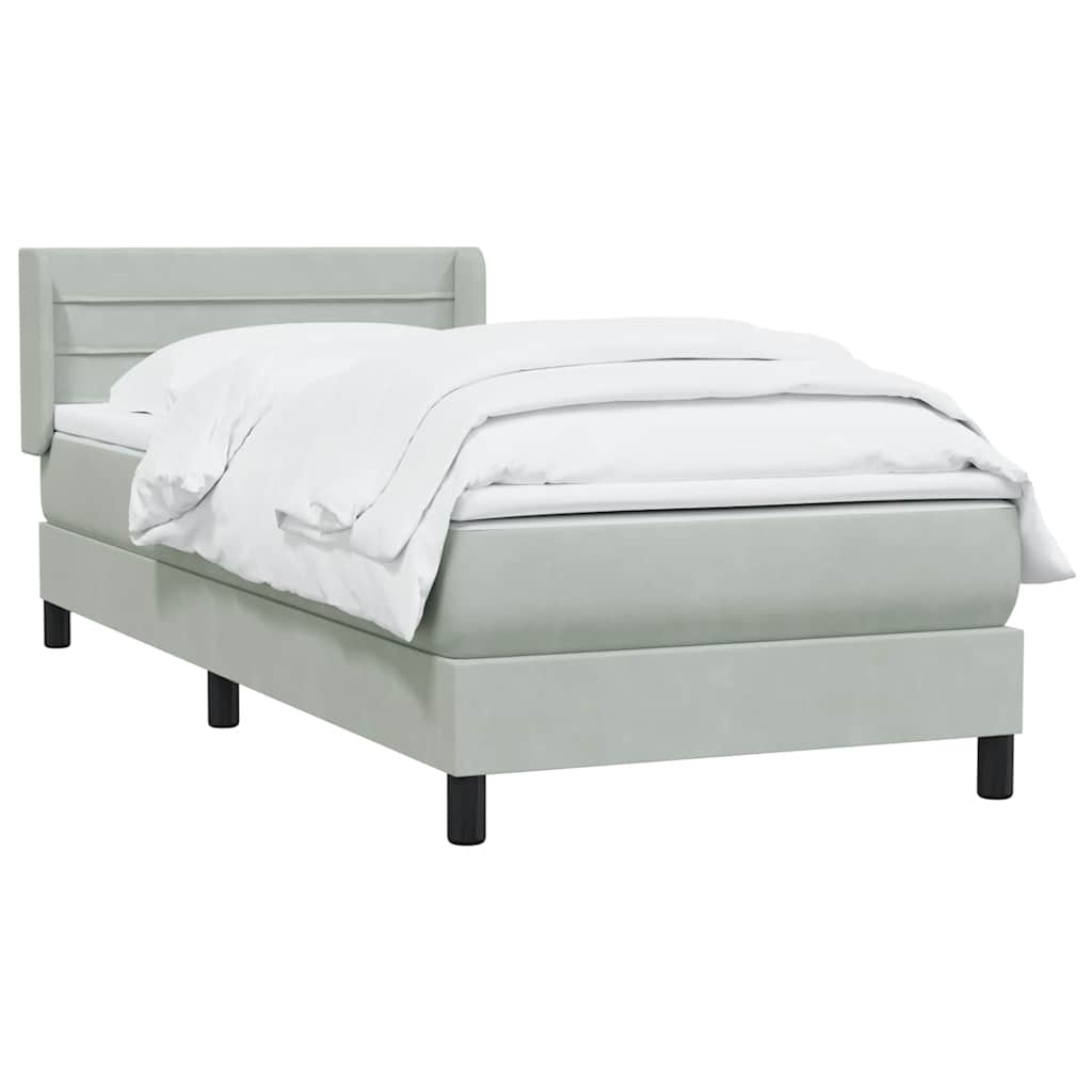 Box Spring κρεβάτι με στρώμα ανοιχτό γκρι 90x220 εκ. Βελούδινο - Pakobazaar