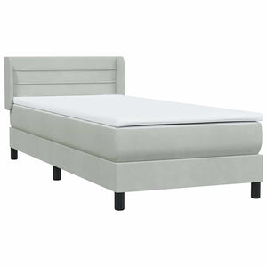 Box Spring κρεβάτι με στρώμα ανοιχτό γκρι 90x220 εκ. Βελούδινο - Pakobazaar