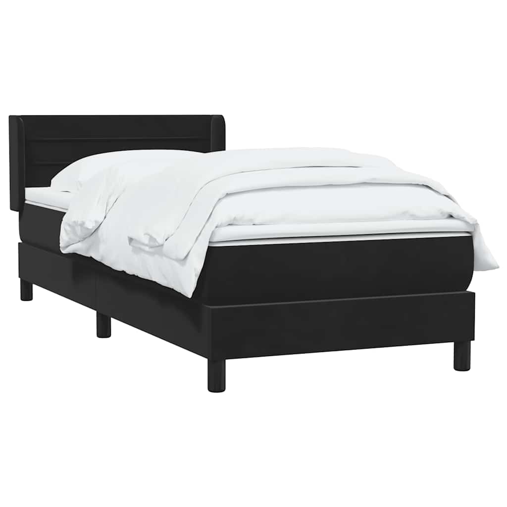 Κρεβάτι Boxspring με Στρώμα Μαύρο 90x220 εκ. Βελούδινο