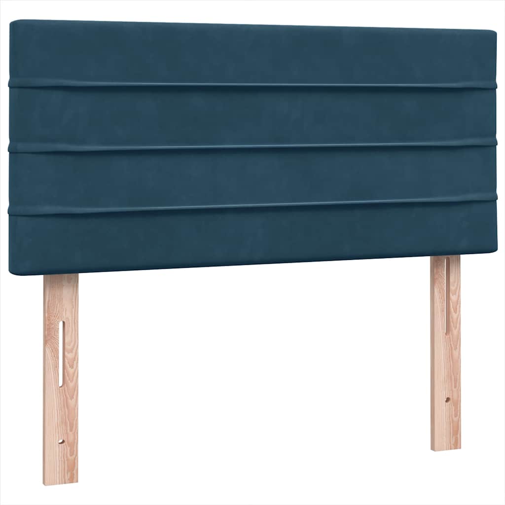 Κρεβάτι Boxspring με Στρώμα Σκούρο Μπλε 90x220 εκ. Βελούδινο - Pakobazaar