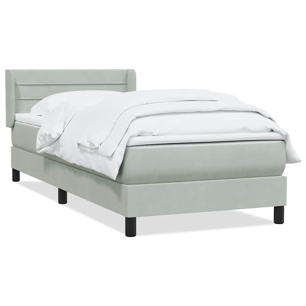 Box Spring κρεβάτι με στρώμα ανοιχτό γκρι 100x220 εκ. Βελούδινο - Pakobazaar