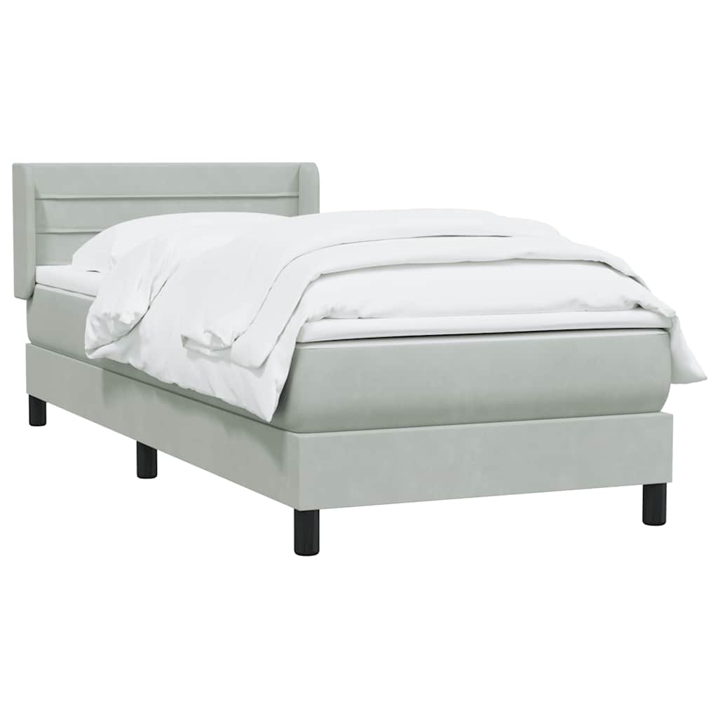 Box Spring κρεβάτι με στρώμα ανοιχτό γκρι 100x220 εκ. Βελούδινο - Pakobazaar