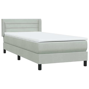 Box Spring κρεβάτι με στρώμα ανοιχτό γκρι 100x220 εκ. Βελούδινο - Pakobazaar