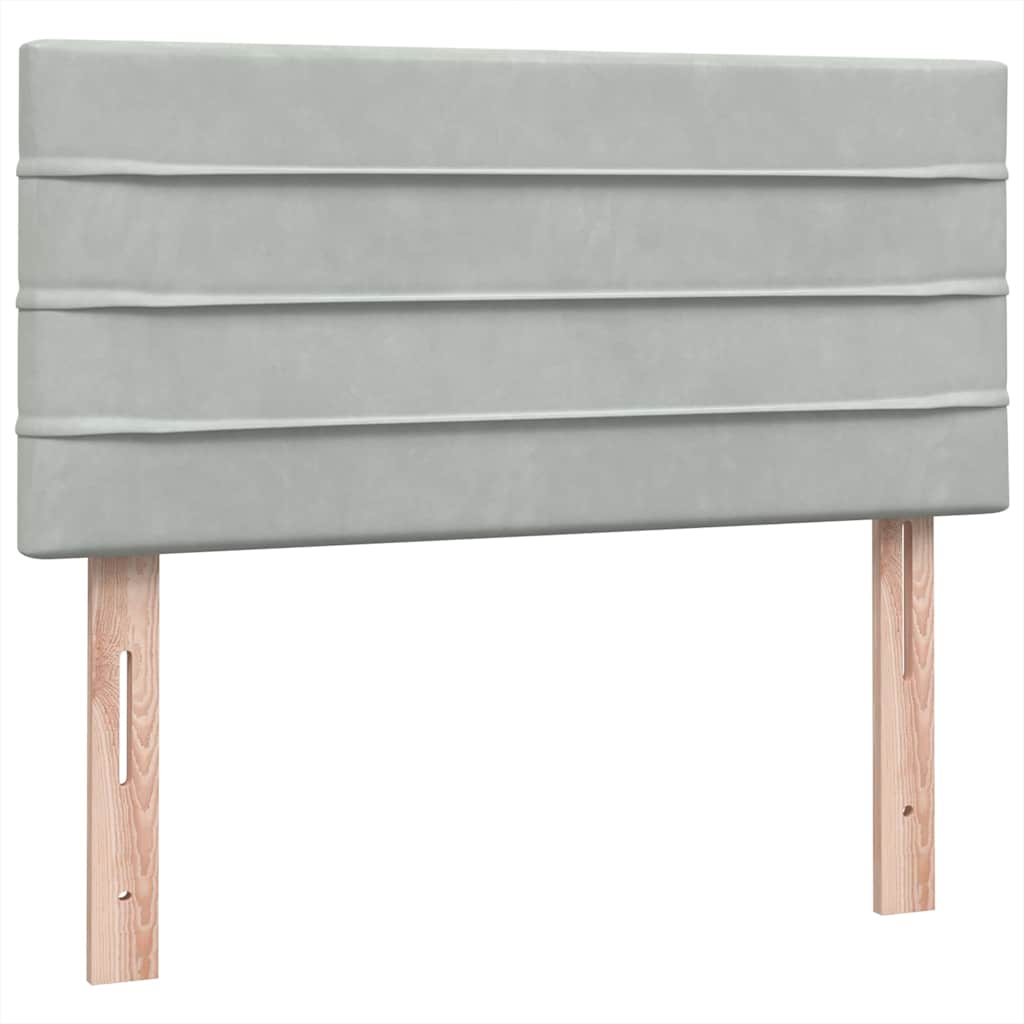 Box Spring κρεβάτι με στρώμα ανοιχτό γκρι 100x220 εκ. Βελούδινο - Pakobazaar