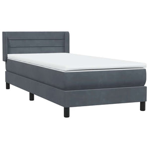 Box Spring Κρεβάτι με στρώμα Σκούρο γκρι 100x220 εκ. Βελούδινο - Pakobazaar