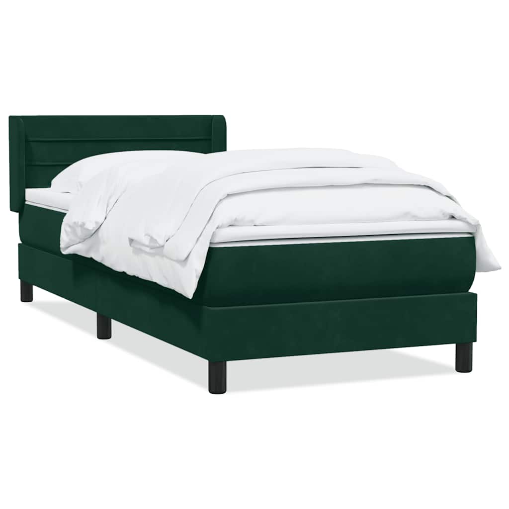 Box Spring κρεβάτι με στρώμα σκούρο πράσινο 100x220cm Βελούδινο - Pakobazaar