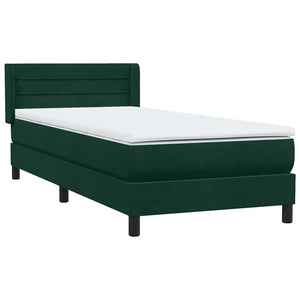 Box Spring κρεβάτι με στρώμα σκούρο πράσινο 100x220cm Βελούδινο - Pakobazaar