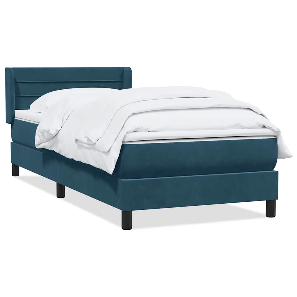 Box Spring κρεβάτι με στρώμα σκούρο μπλε 100x220 cm Βελούδινο - Pakobazaar