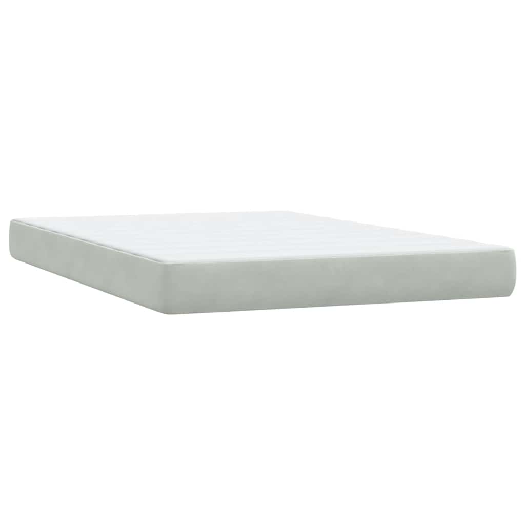 Κρεβάτι Boxspring με Στρώμα Ανοιχτό Γκρι 140x220 εκ. Βελούδινο - Pakobazaar