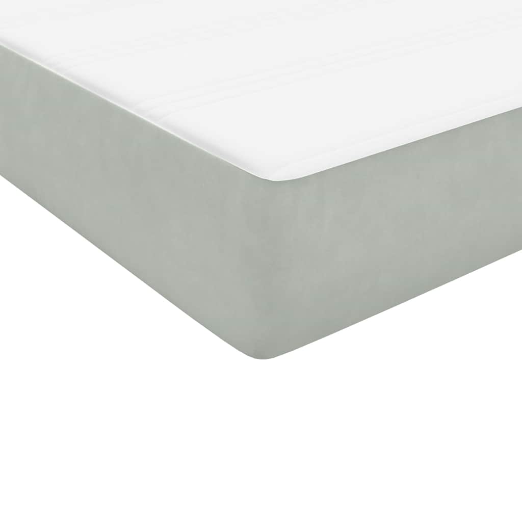 Κρεβάτι Boxspring με Στρώμα Ανοιχτό Γκρι 140x220 εκ. Βελούδινο - Pakobazaar