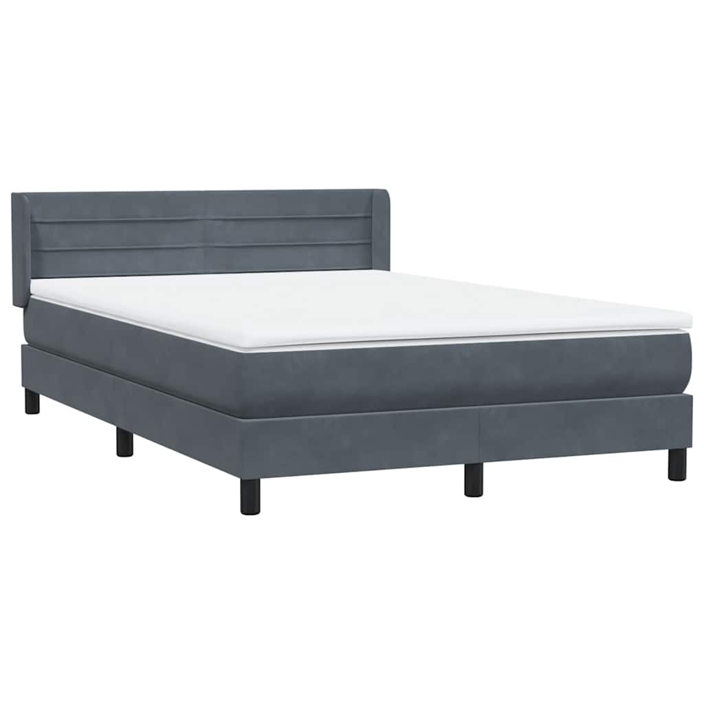 Box Spring Κρεβάτι με στρώμα Σκούρο γκρι 140x220 cm Βελούδινο