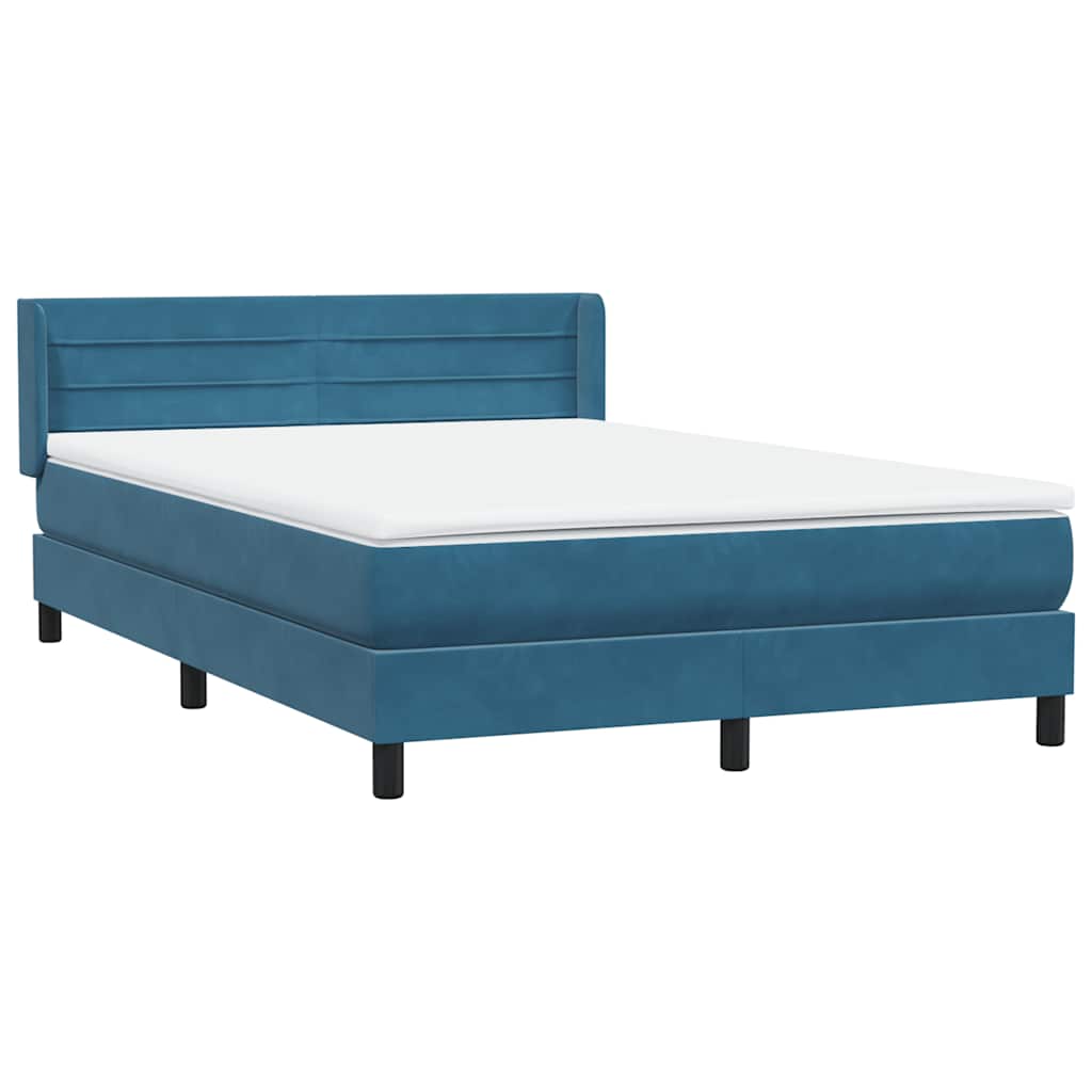 Box Spring κρεβάτι με στρώμα σκούρο μπλε 140x220 cm Βελούδινο - Pakobazaar