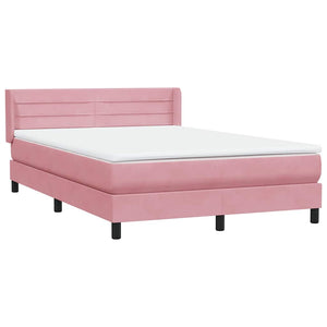 Box Spring κρεβάτι με στρώμα ροζ 140x220 cm Βελούδινο