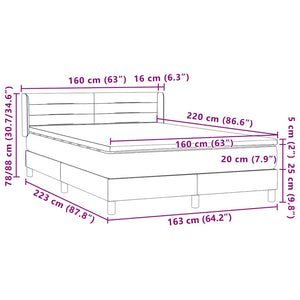 Box Spring Κρεβάτι με στρώμα Μαύρο 160x220 cm Βελούδινο - Pakobazaar