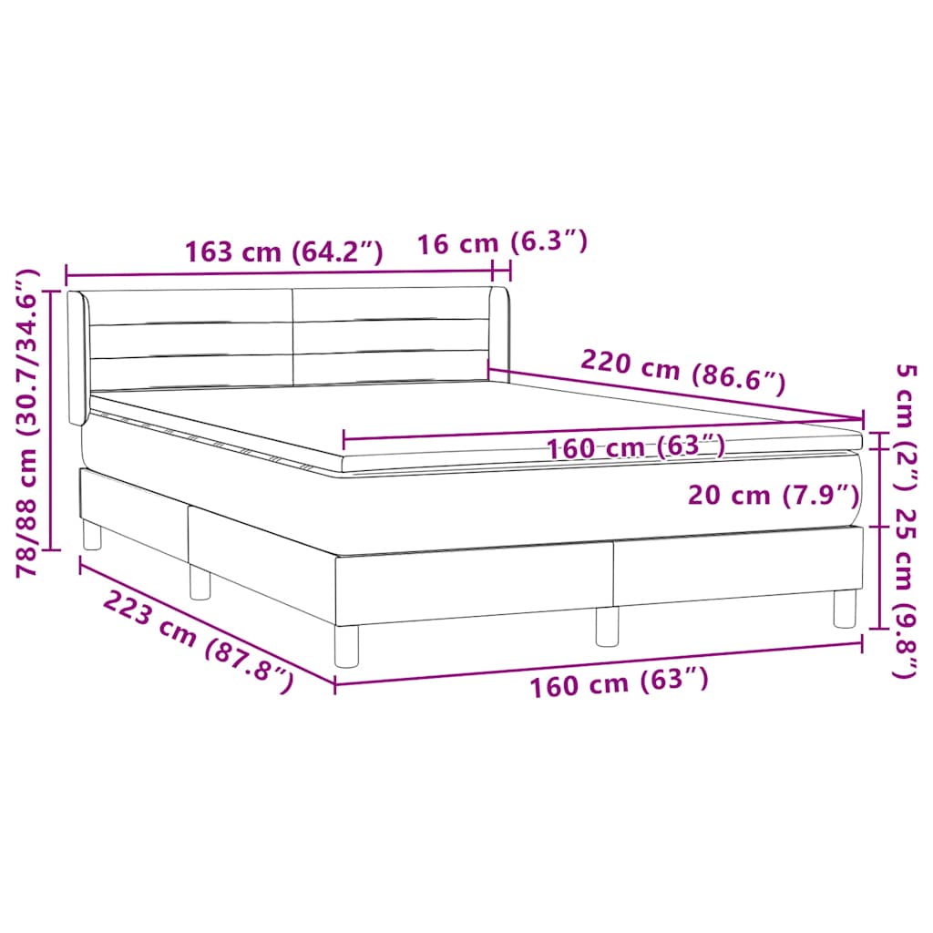 Box Spring κρεβάτι με στρώμα σκούρο πράσινο 160x220cm Βελούδινο