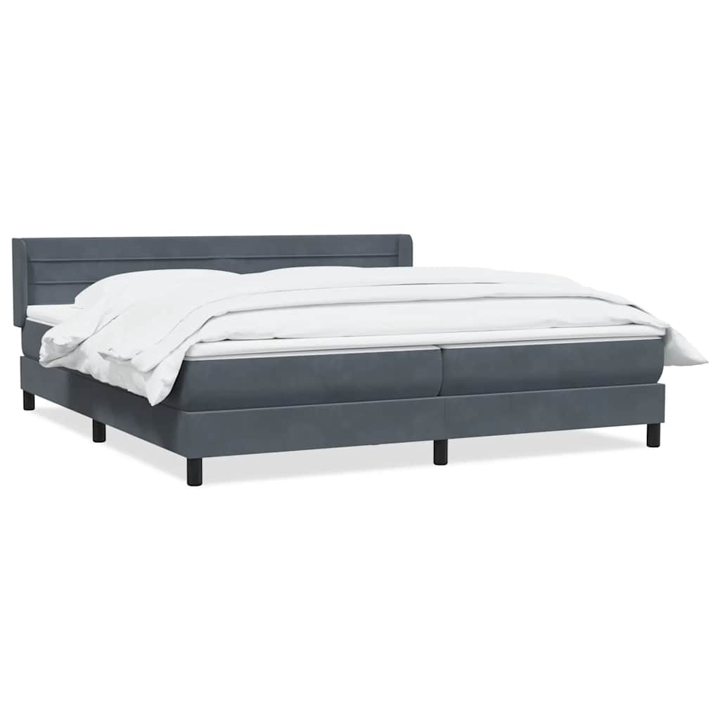 Box Spring Κρεβάτι με στρώμα Σκούρο γκρι 180x220 εκ. Βελούδινο