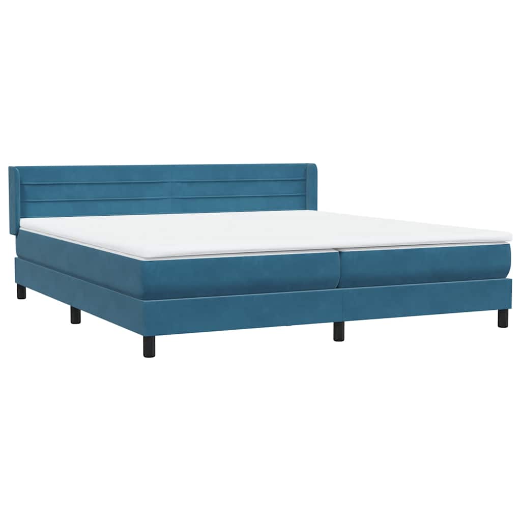 Box Spring κρεβάτι με στρώμα σκούρο μπλε 180x220 cm Βελούδινο