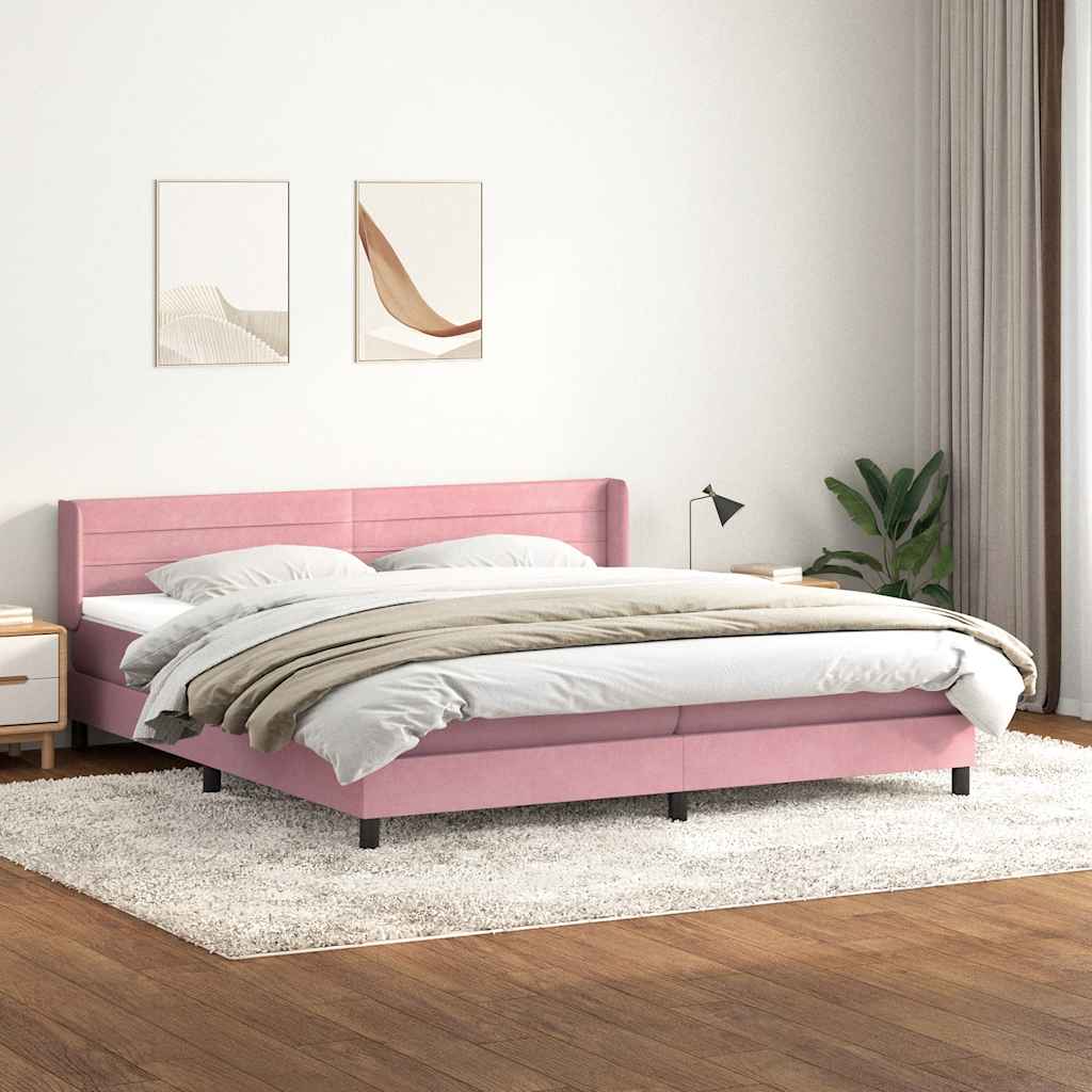 Box Spring κρεβάτι με στρώμα ροζ 180x220 cm Βελούδινο - Pakobazaar