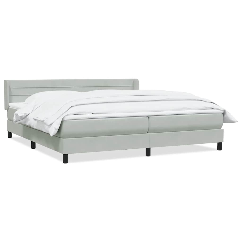 Box Spring κρεβάτι με στρώμα ανοιχτό γκρι 200x220 εκ. Βελούδινο