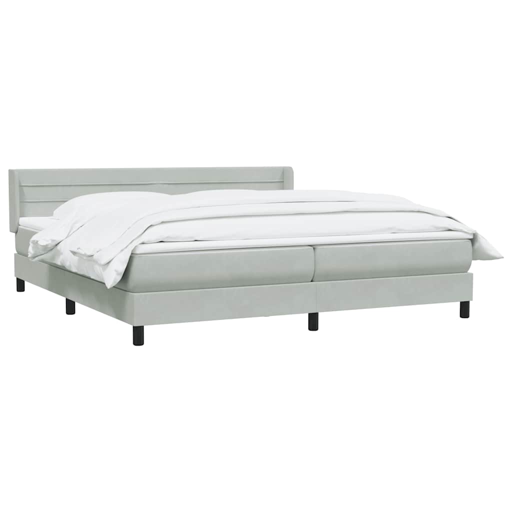 Box Spring κρεβάτι με στρώμα ανοιχτό γκρι 200x220 εκ. Βελούδινο