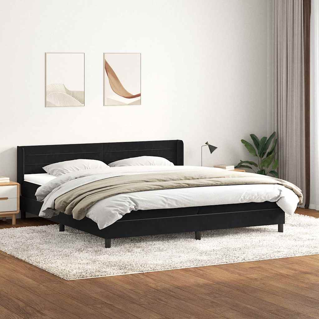 Box Spring Κρεβάτι με στρώμα Μαύρο 200x220 cm Βελούδινο