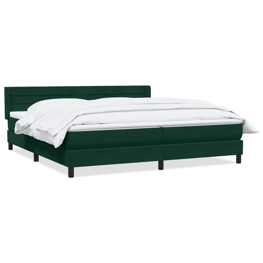 Box Spring Κρεβάτι με στρώμα Σκούρο πράσινο 200x220cm Βελούδινο - Pakobazaar