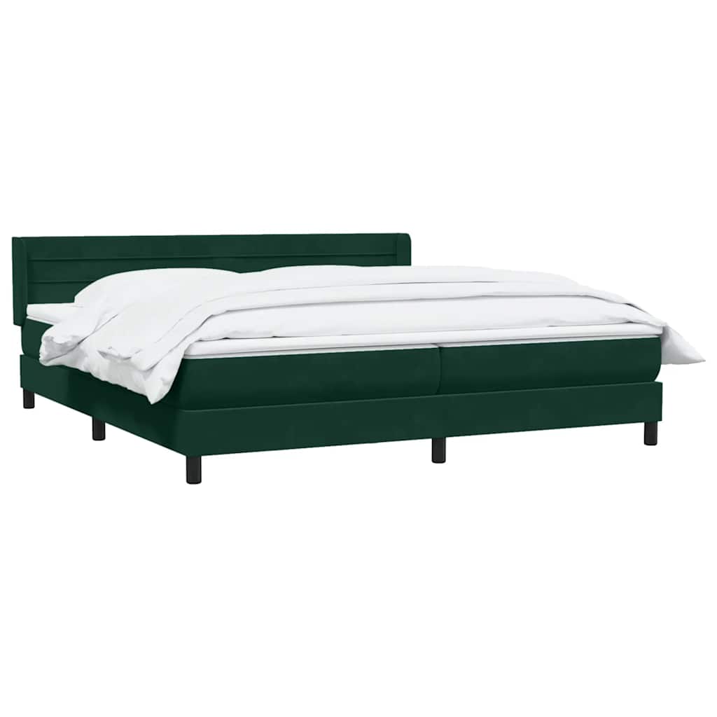 Box Spring Κρεβάτι με στρώμα Σκούρο πράσινο 200x220cm Βελούδινο - Pakobazaar