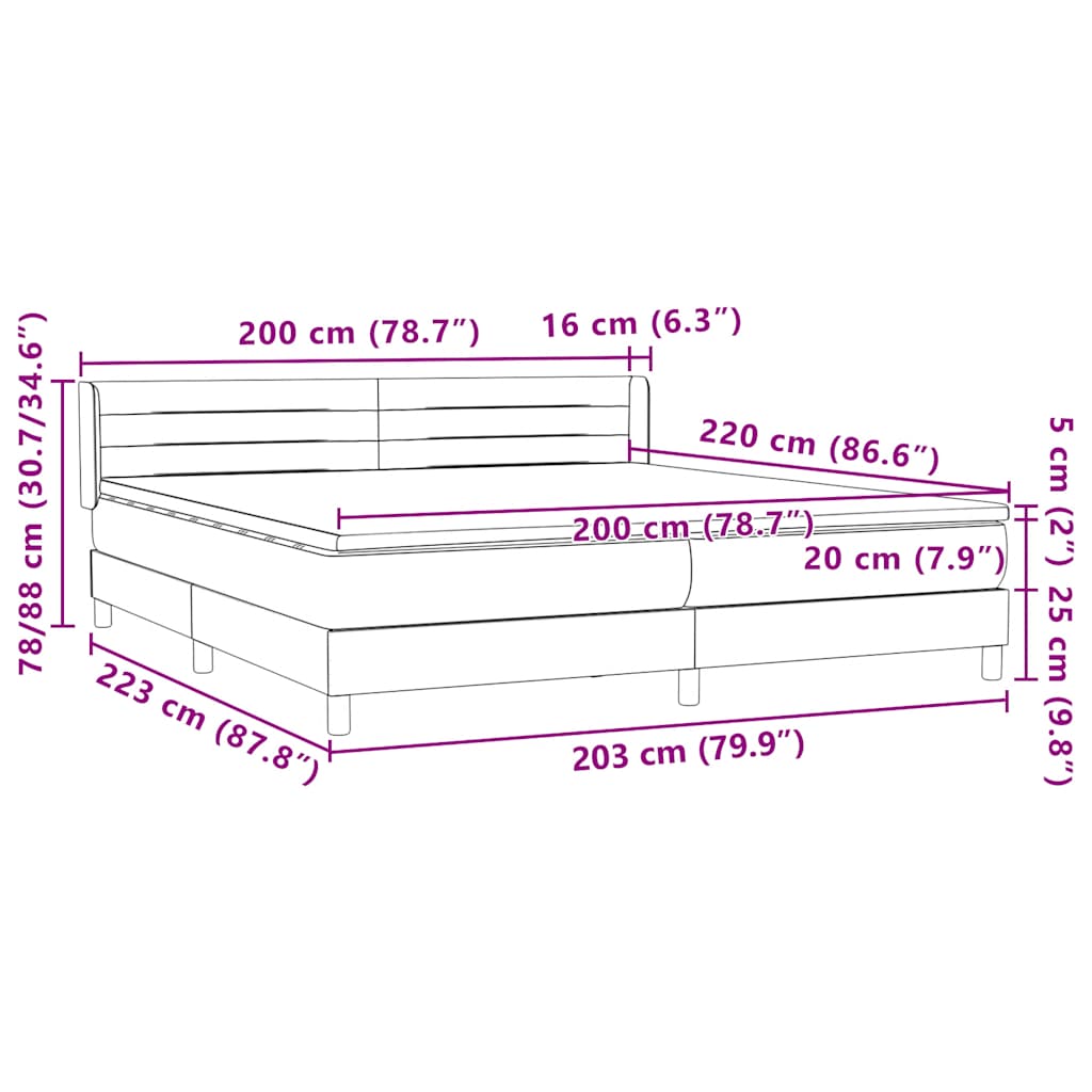 Box Spring κρεβάτι με στρώμα ροζ 200x220 cm Βελούδινο