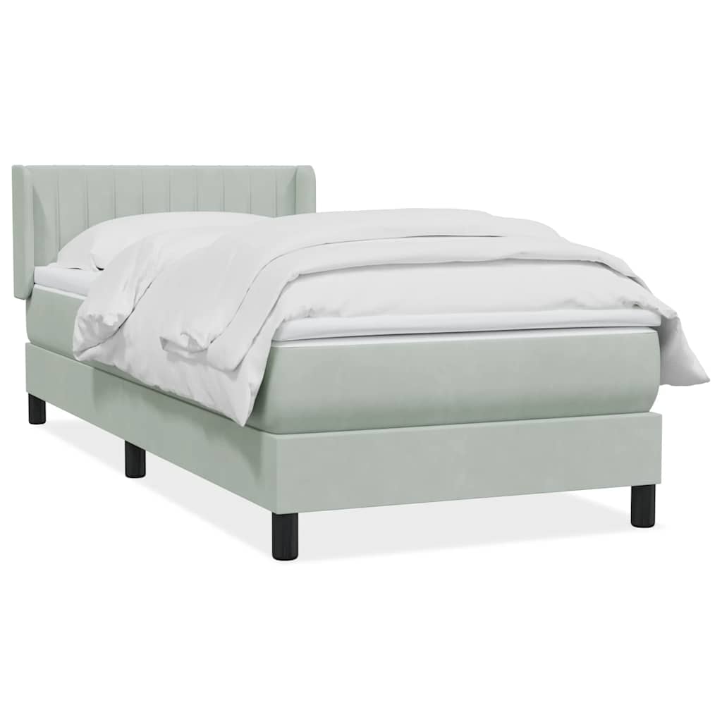 Κρεβάτι Boxspring με Στρώμα Ανοιχτό Γκρι 80x210 εκ. Βελούδινο