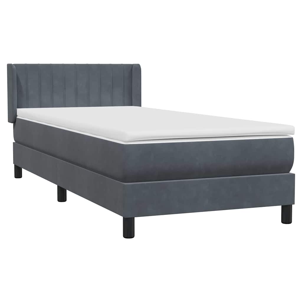 Box Spring Κρεβάτι με στρώμα Σκούρο γκρι 80x210 εκ. Βελούδινο