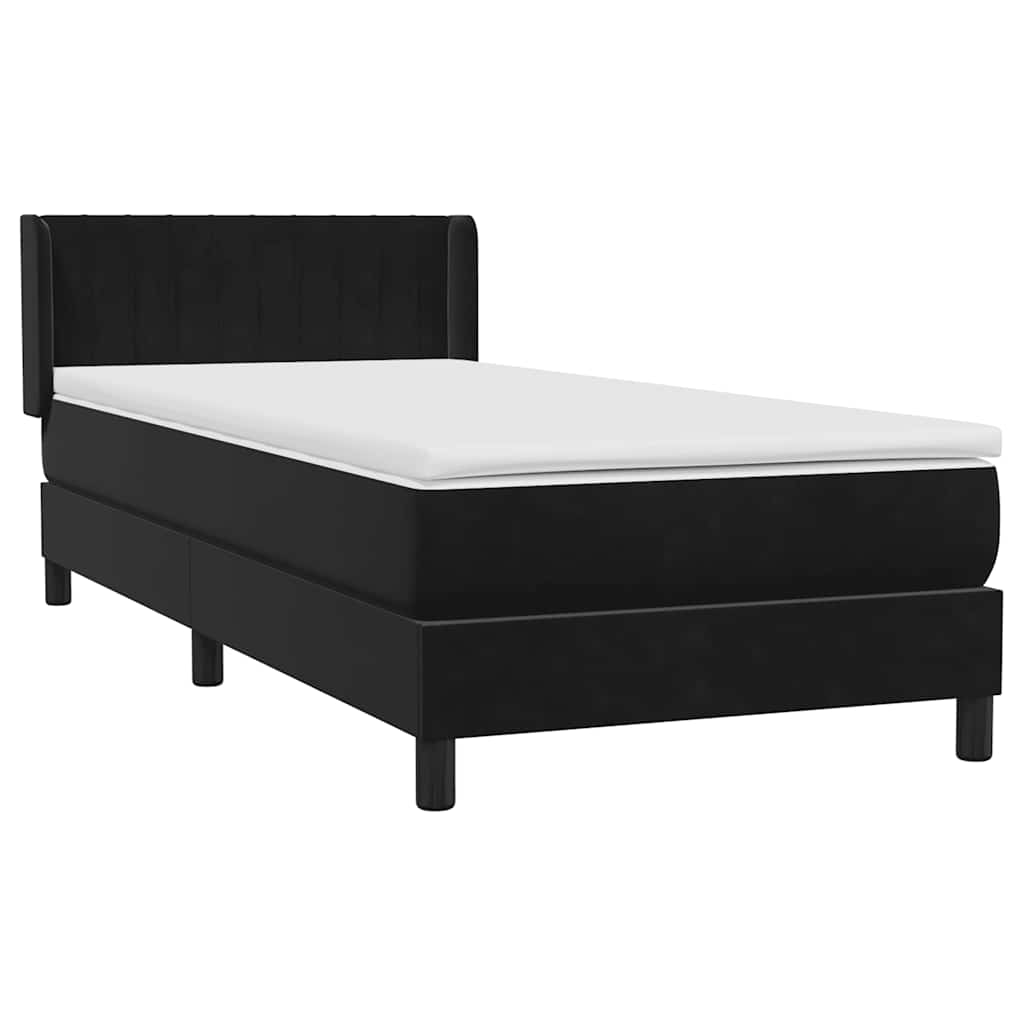 Box Spring Κρεβάτι με στρώμα Μαύρο 80x210 εκ. Βελούδινο