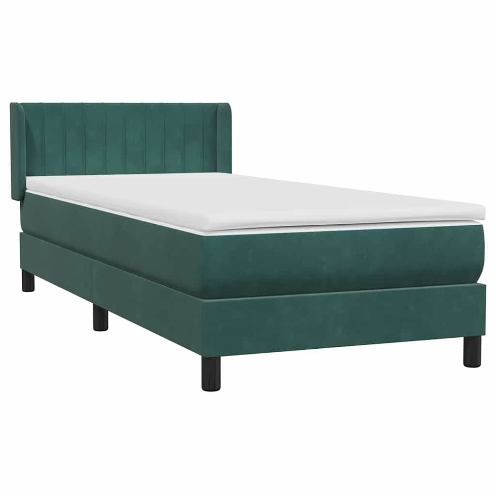 Box Spring Κρεβάτι με στρώμα Σκούρο πράσινο 80x210 cm Velvet - Pakobazaar