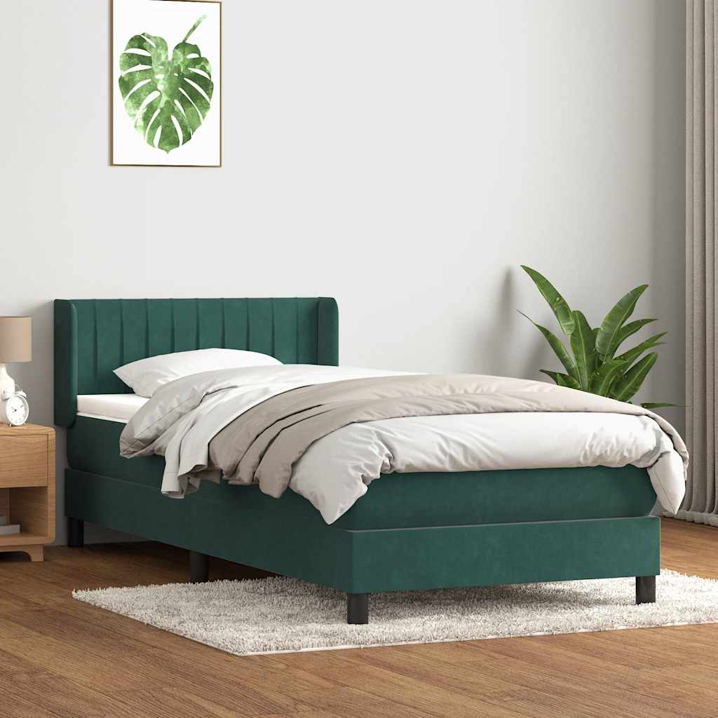 Box Spring Κρεβάτι με στρώμα Σκούρο πράσινο 80x210 cm Velvet - Pakobazaar