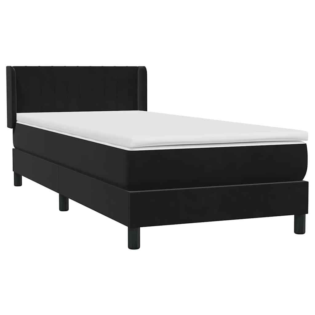 Κρεβάτι Boxspring με Στρώμα Μαύρο 90x210 εκ. Βελούδινο - Pakobazaar