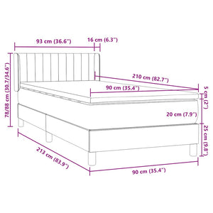 Box Spring κρεβάτι με στρώμα ροζ 90x210 εκ. Βελούδινο