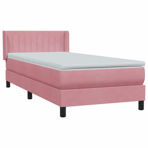 Box Spring κρεβάτι με στρώμα ροζ 90x210 εκ. Βελούδινο